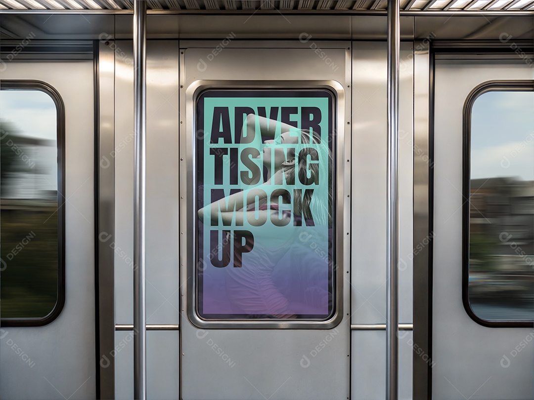 Mockup Anúncio Publicitário Em Metrô PSD Editável
