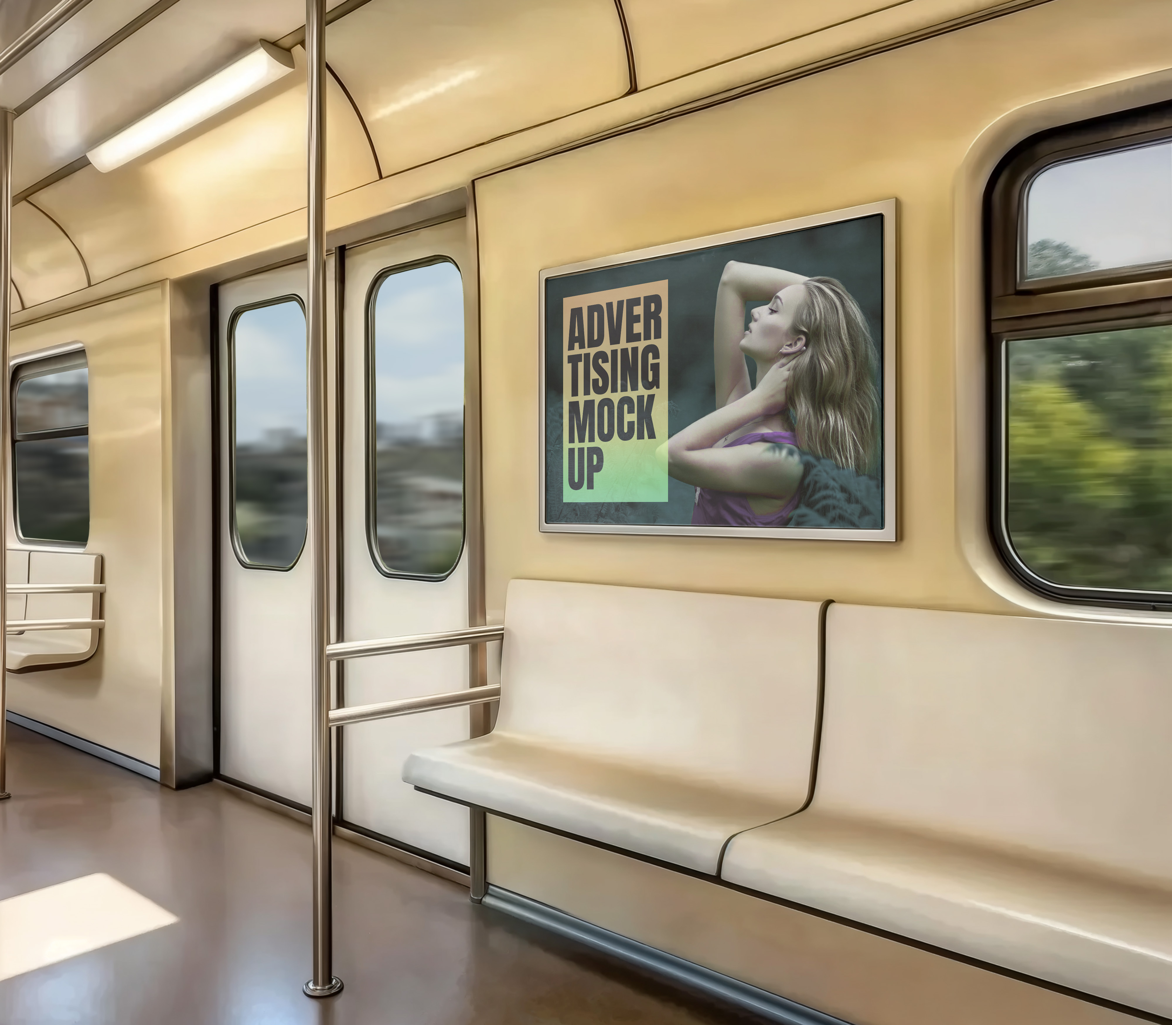 Mockup Anúncio Publicitário Em Metrô PSD Editável