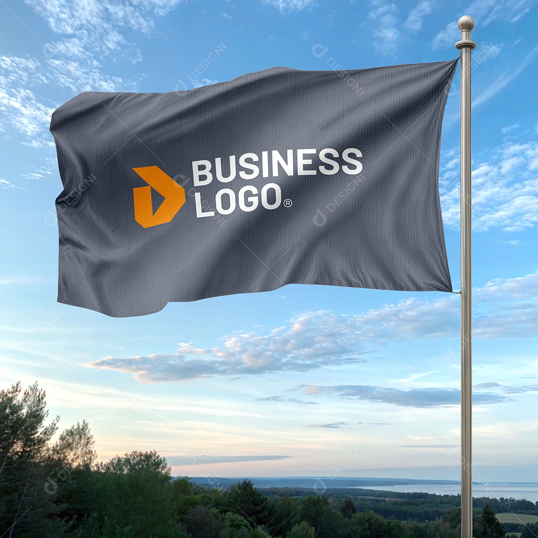 Mockup de Bandeira PSD Editável