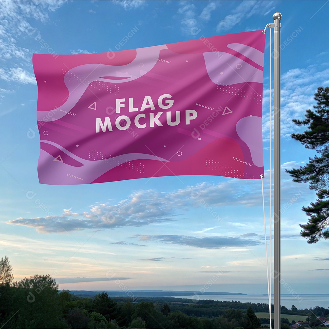 Mockup de Bandeira PSD Editável