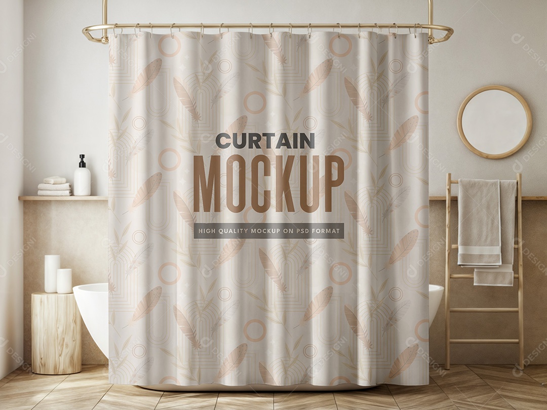 Cortina de Banheiro PSD Editável Mockup