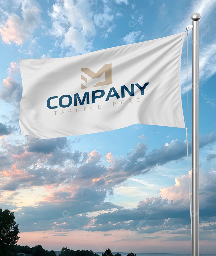 Mockup de Bandeira PSD Editável