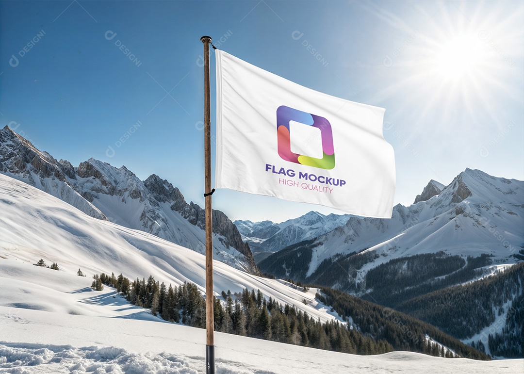 Mockup de Bandeira PSD Editável