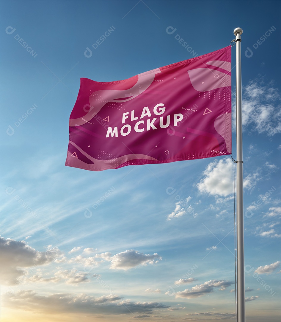 Mockup de Bandeira PSD Editável