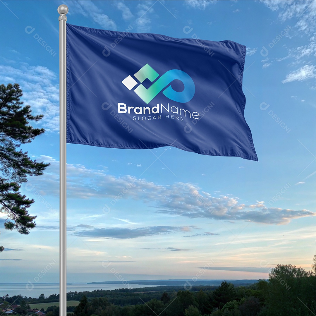 Mockup de Bandeira PSD Editável