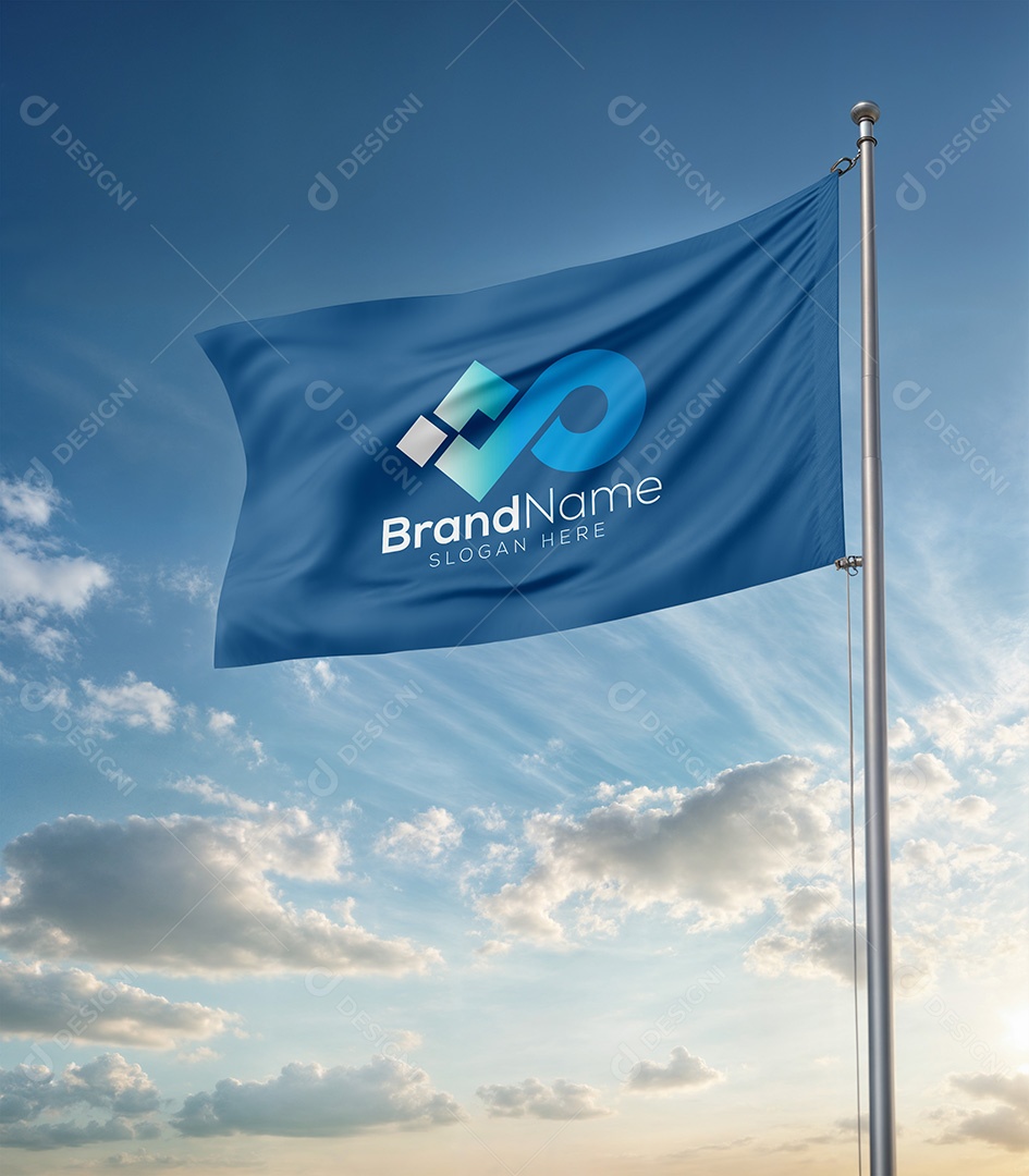 Mockup de Bandeira PSD Editável