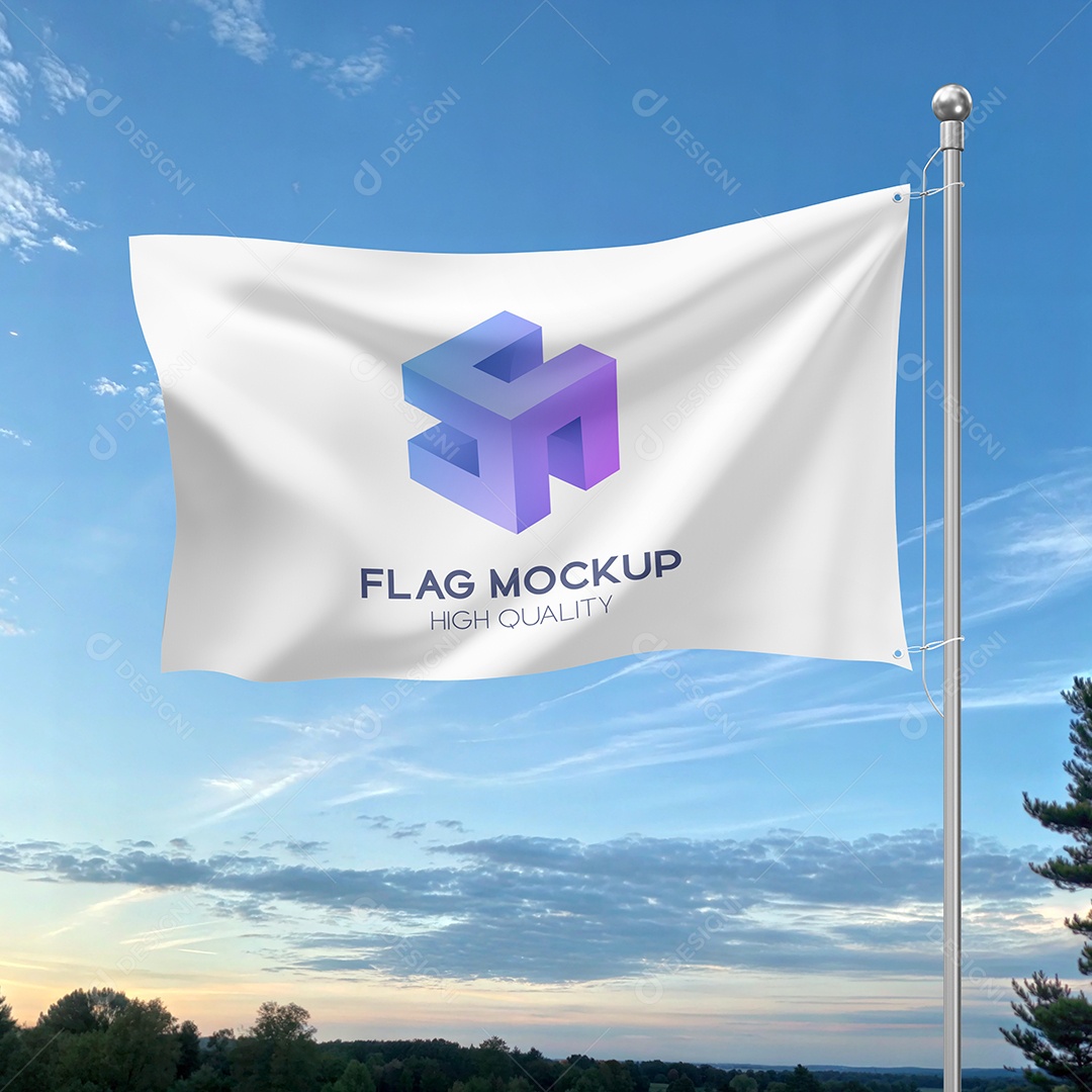 Mockup de Bandeira PSD Editável