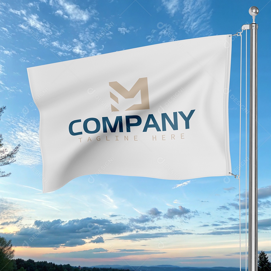 Mockup de Bandeira PSD Editável