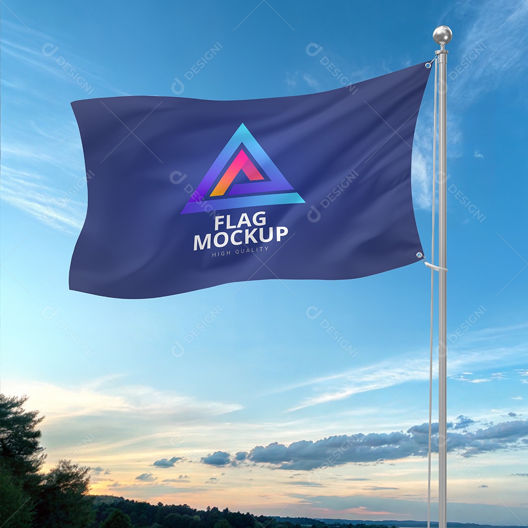 Mockup de Bandeira PSD Editável