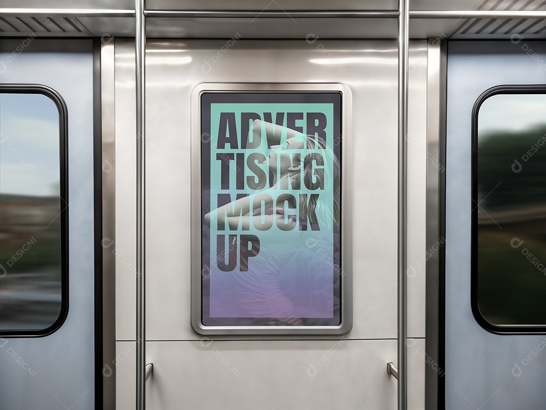 Mockup Anúncio Publicitário Em Metrô PSD Editável