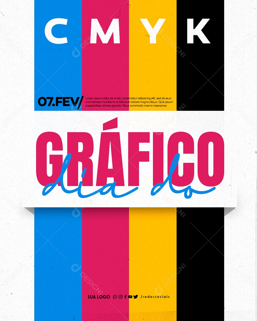 Dia Nacional do Gráfico 7 de Fevereiro Social Media PSD Editável