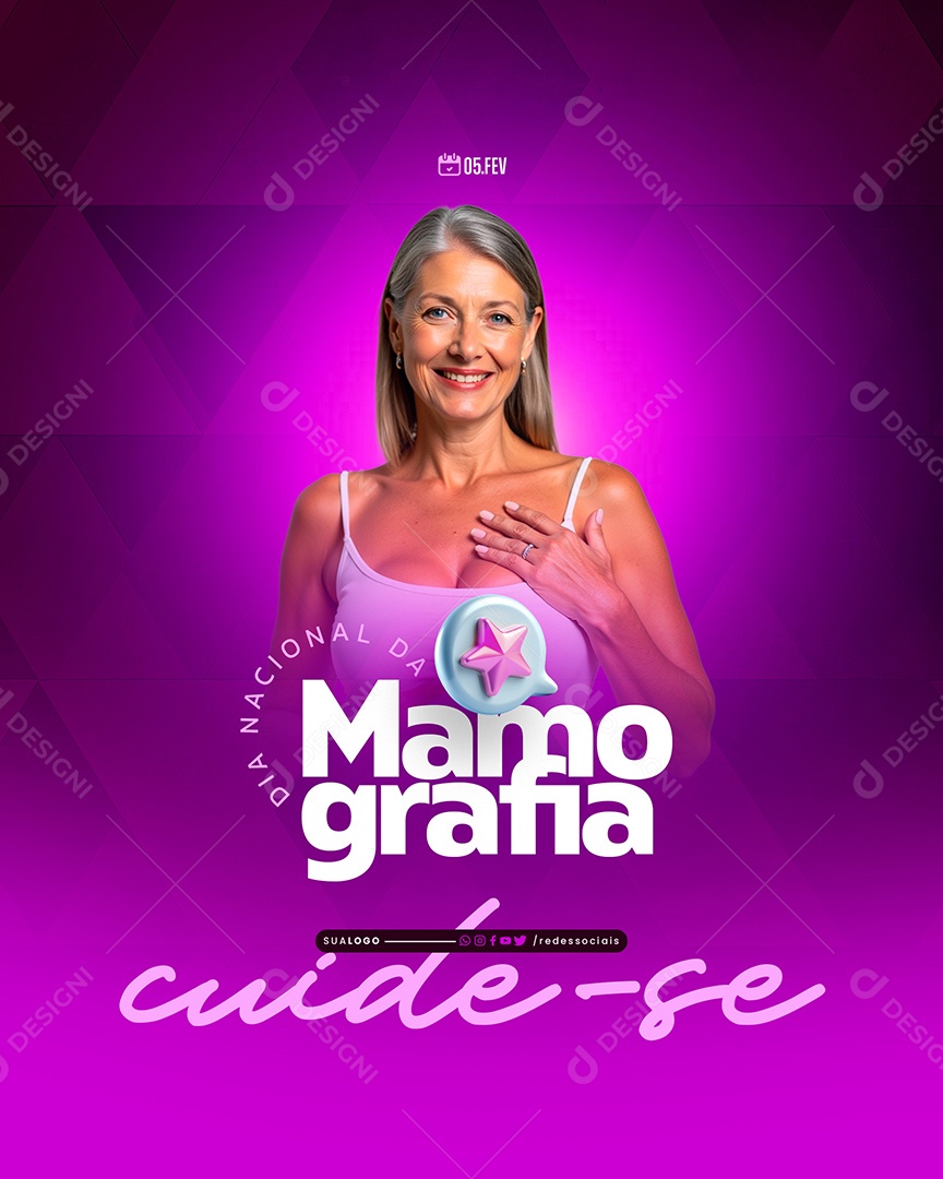 Dia Da Mamografia Cuide se Social Media PSD Editável