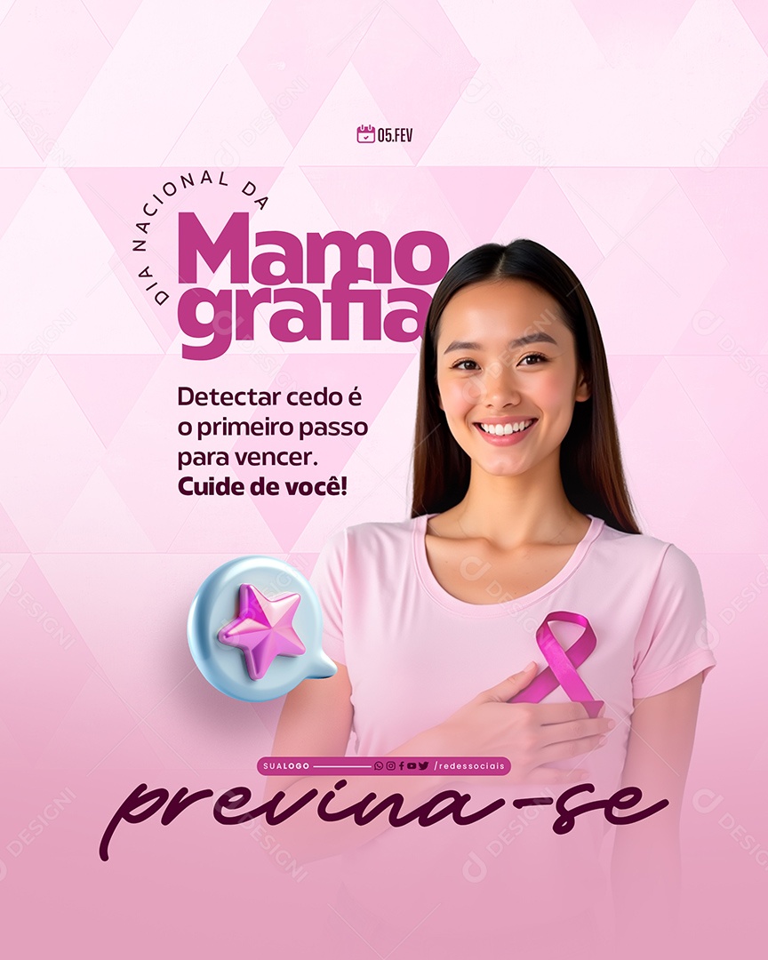 Dia Da Mamografia Previna se Social Media PSD Editável
