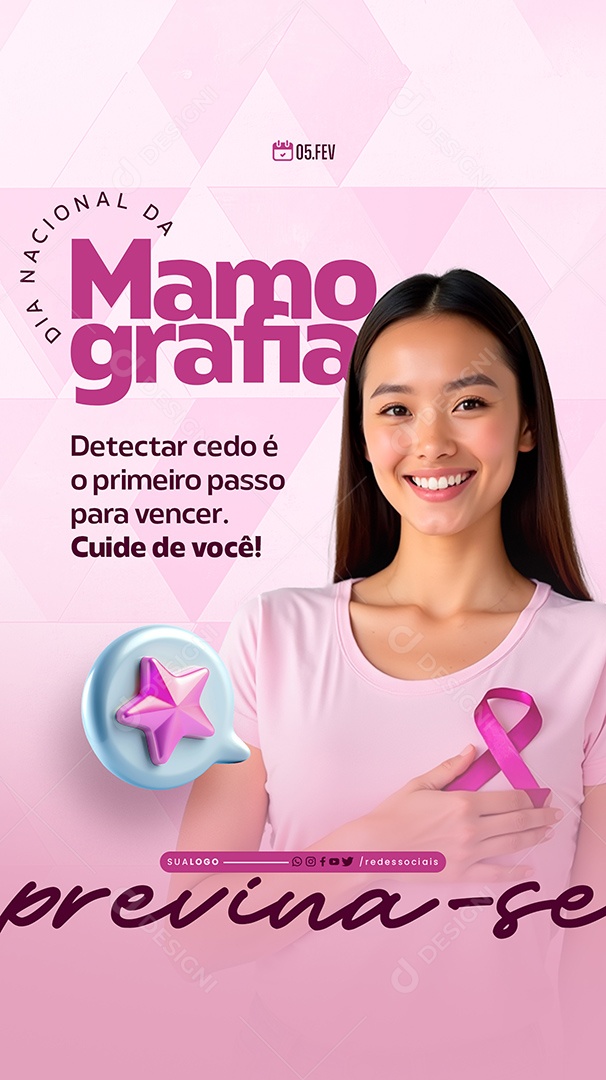 Story Dia Da Mamografia Previna se Social Media PSD Editável