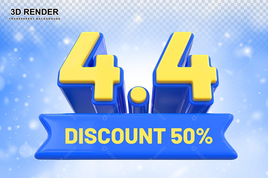 Elemento 3D 4.4 Desconto 50% Azul Para Composição PSD