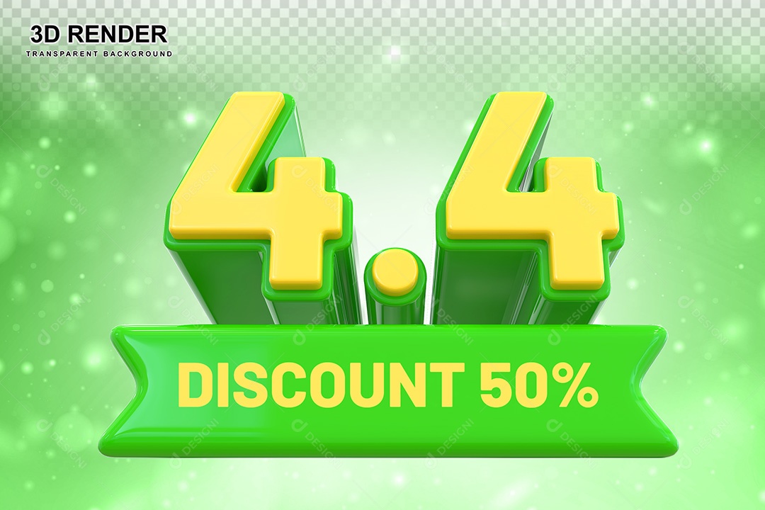 Elemento 3D 4.4 Desconto 50% Verde Para Composição PSD
