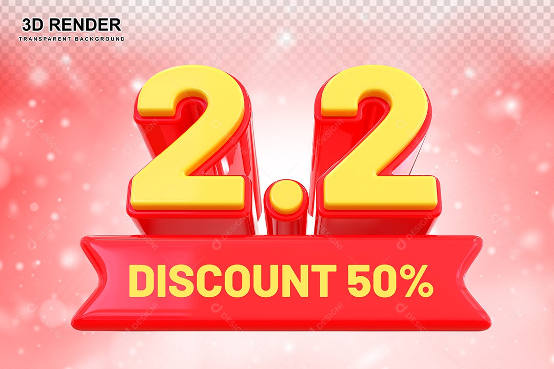 Elemento 3D 2.2 Desconto 50% Vermelho Para Composição PSD