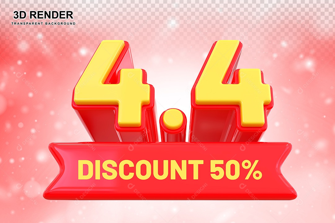 Elemento 3D 4.4 Desconto 50% Vermelho Para Composição PSD