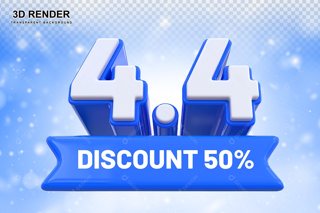 Elemento 3D 4.4 Desconto 50% Azul Para Composição PSD