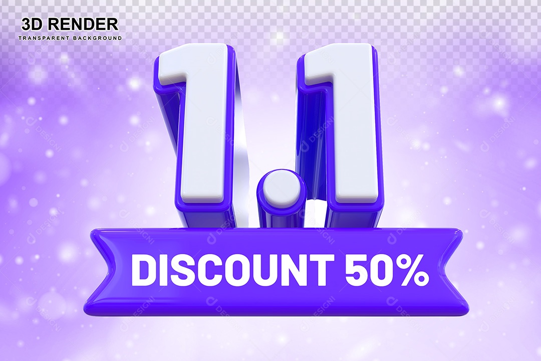 Elemento 3D 1.1 Desconto 50% Roxo Para Composição PSD