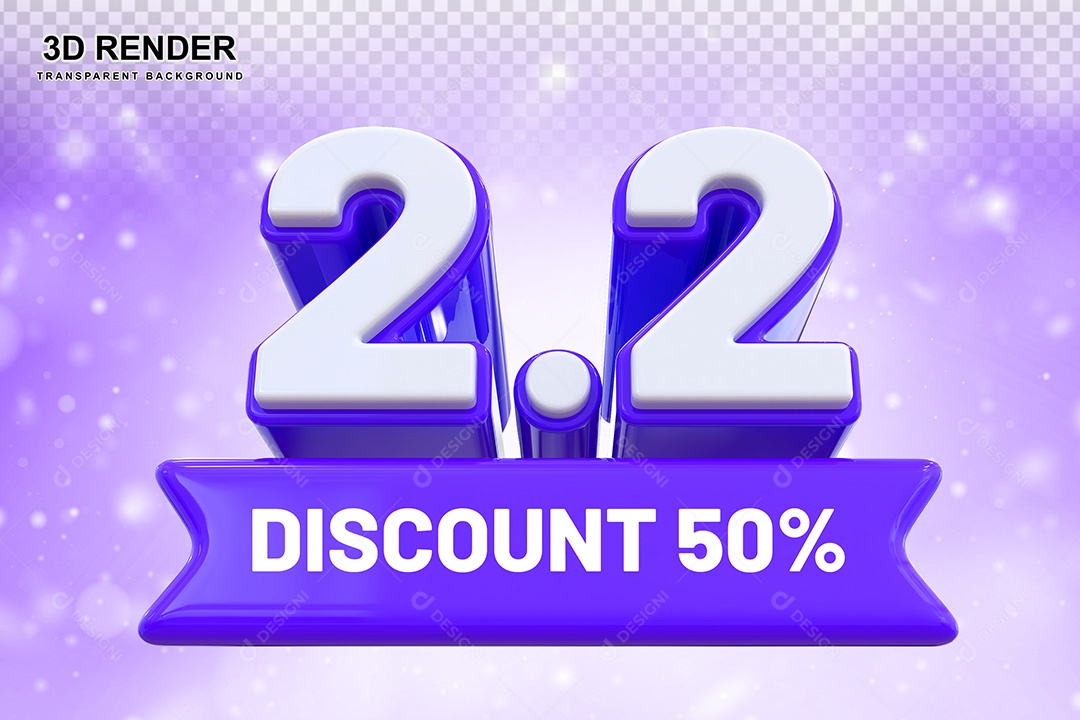 Elemento 3D 2.2 Desconto 50% Roxo Para Composição PSD