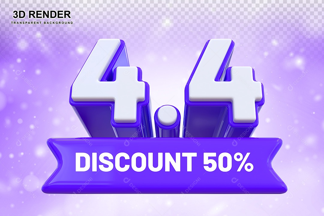 Elemento 3D 4.4 Desconto 50% Roxo Para Composição PSD