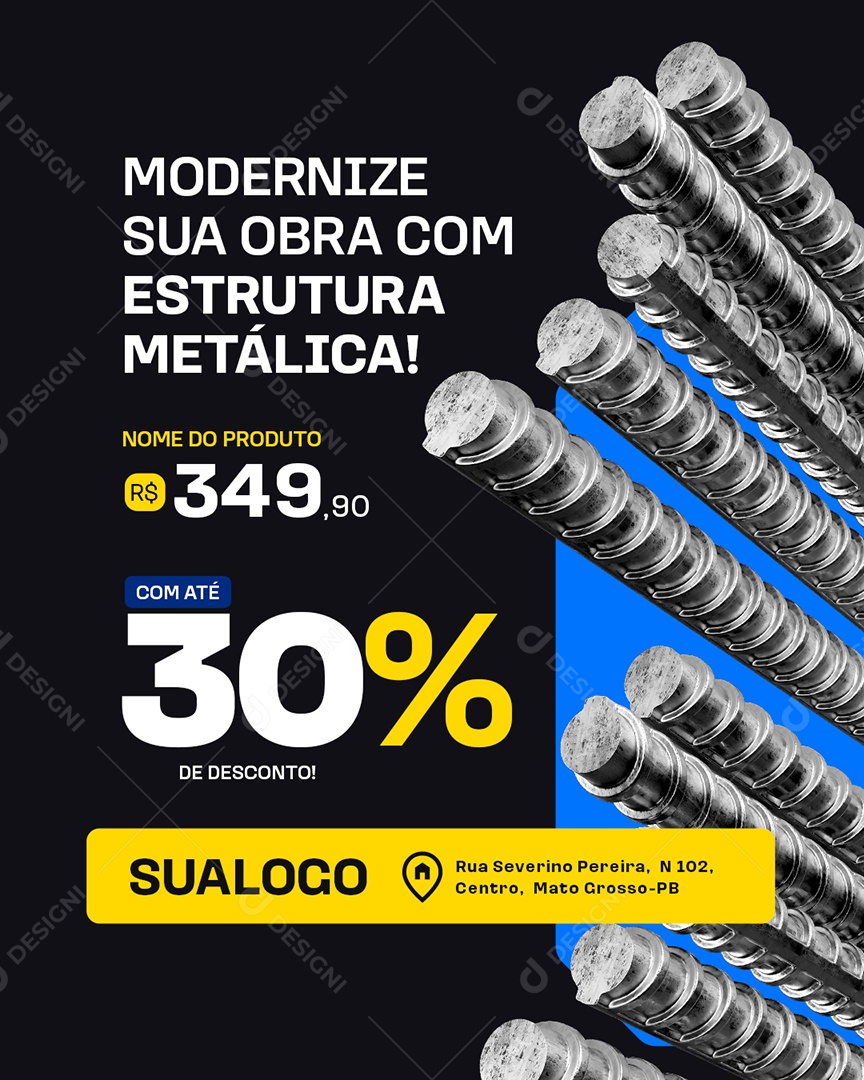 Construção Metálico Estrutura Metálica Social Media PSD Editável