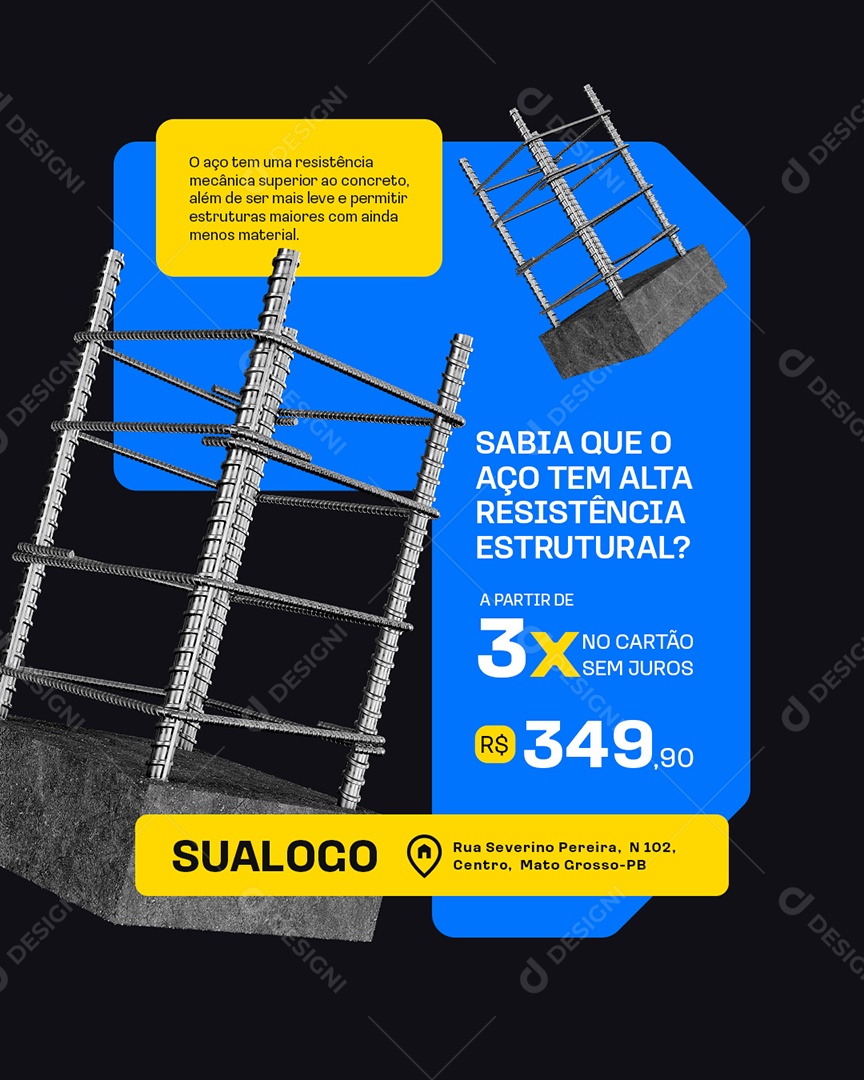 Construção Metálico Trelice Aço Tem Alta Resistência Social Media PSD Editável