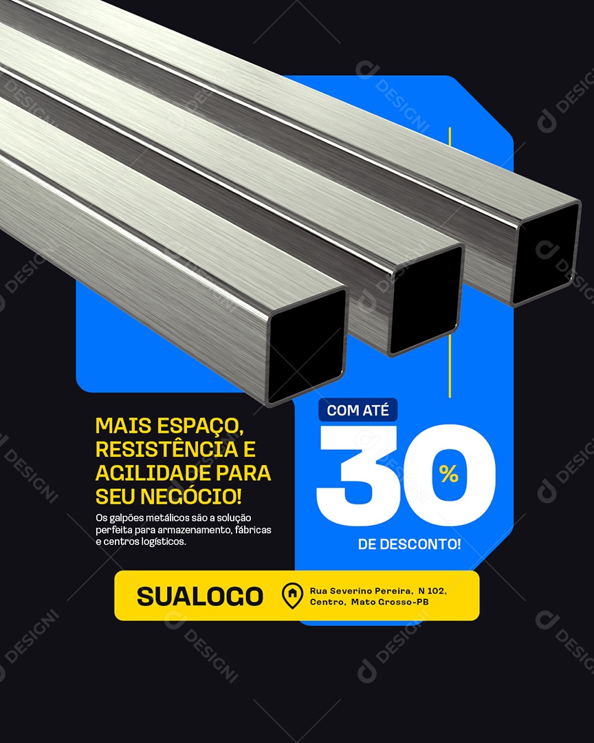 Construção Metálico Mais Espaço Resistência e Agilidade Social Media PSD Editável