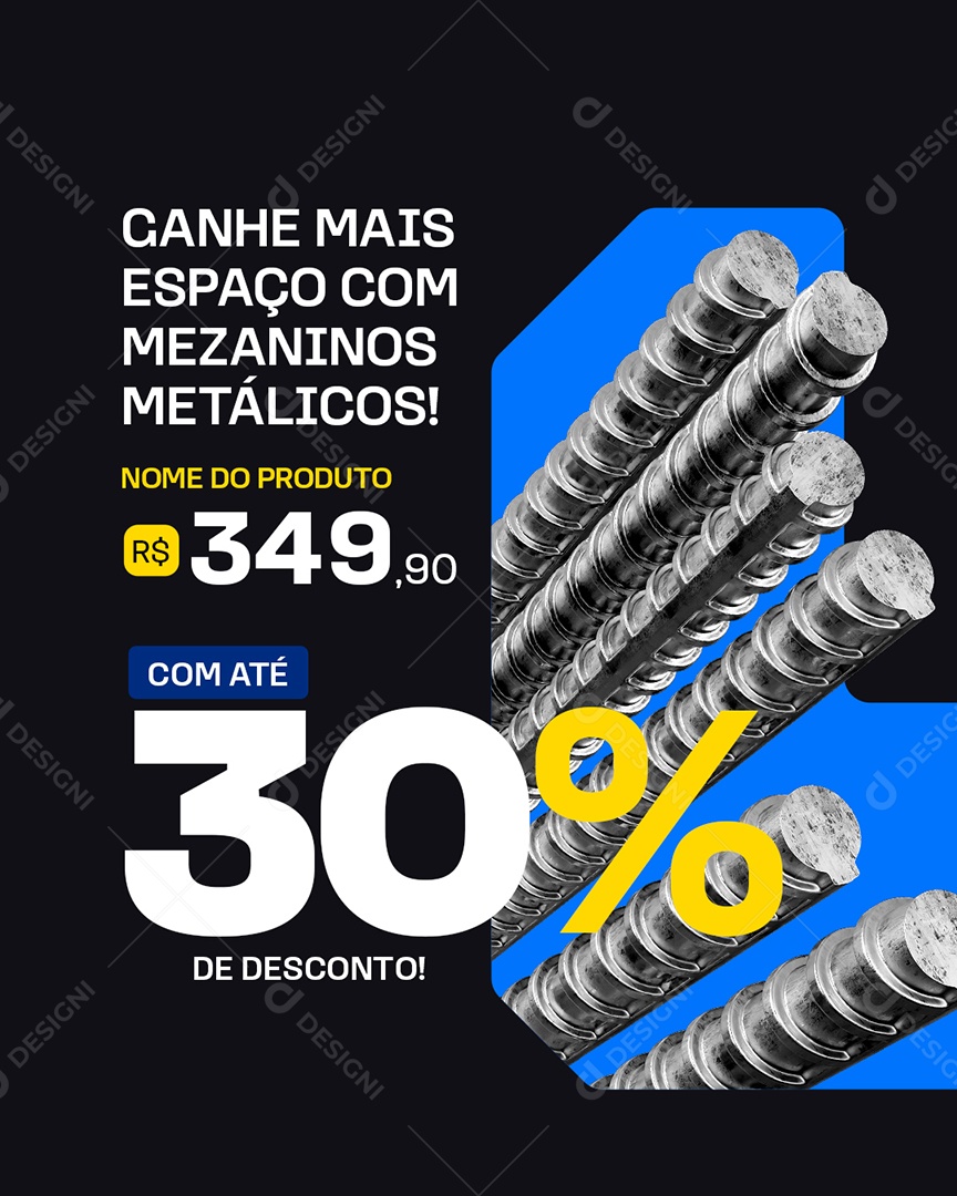 Construção Mezaninos Metálicos Com Até 30% de Desconto Social Media PSD Editável