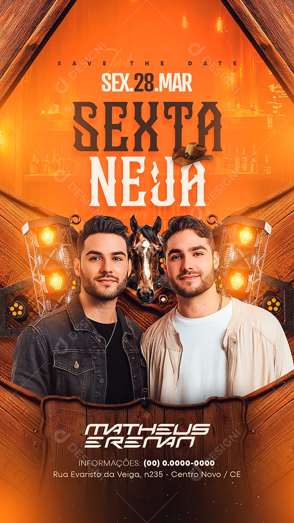 Story Flyer Sexta Neja Matheus e Renan Social Media PSD Editável
