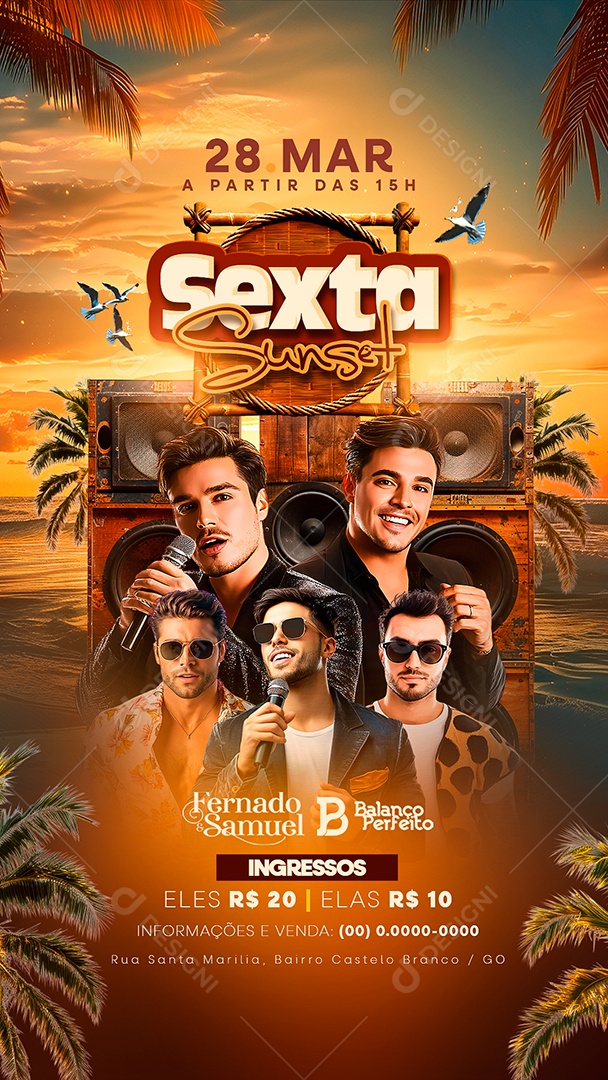 Story Flyer Sexta Sunset Social Media PSD Editável