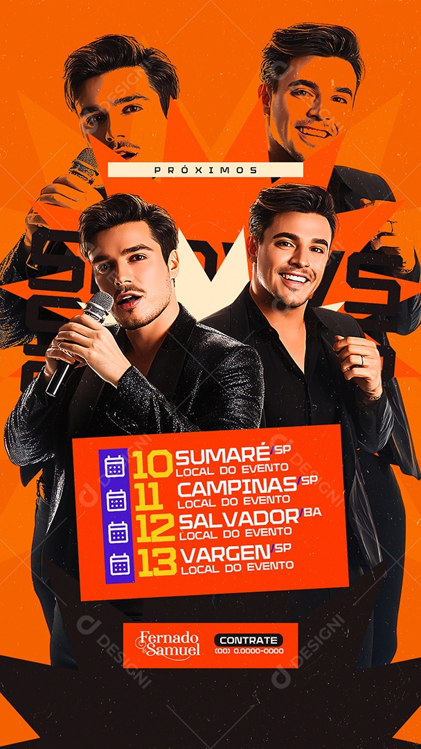 Story Flyer Próximos Shows Fernado e Samuel Social Media PSD Editável