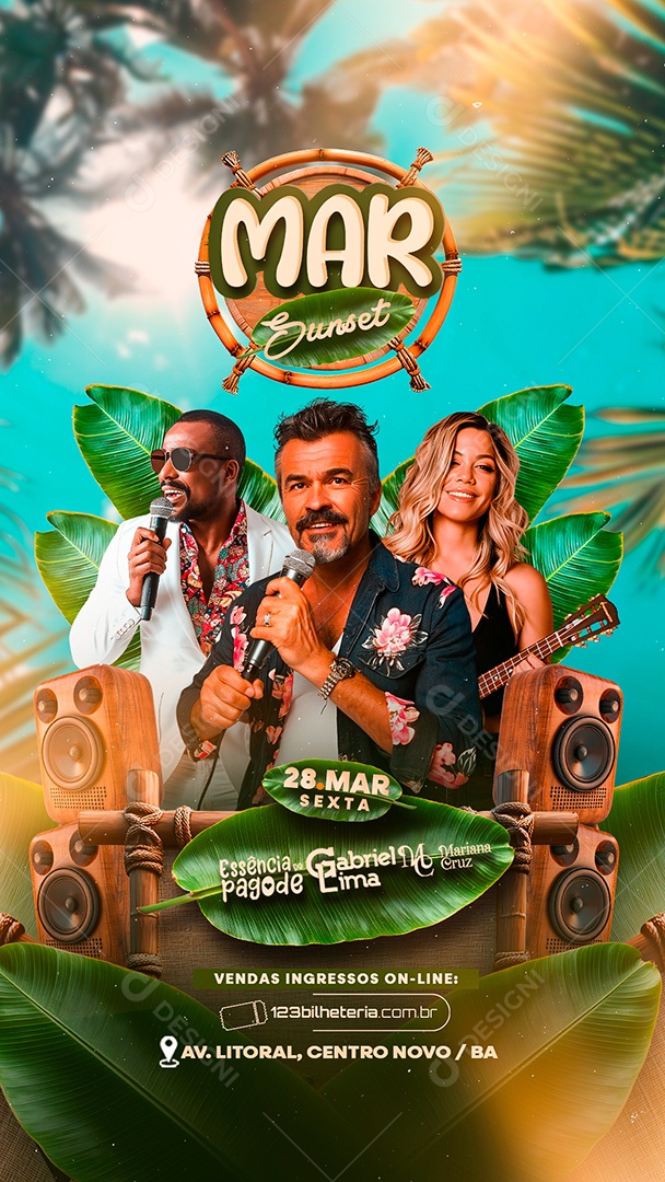 Story Flyer Mar Sunset Social Media PSD Editável