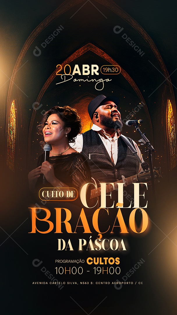 Story Flyer Gospel Culto De Celebração Da Páscoa Social Media PSD Editável