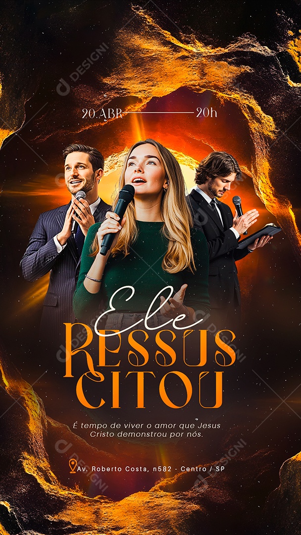 Story Flyer Ele Ressuscitou Social Media PSD Editável