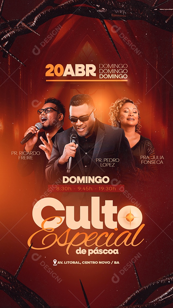 Story Flyer Gospel Culto Especial da Páscoa Social Media PSD Editável