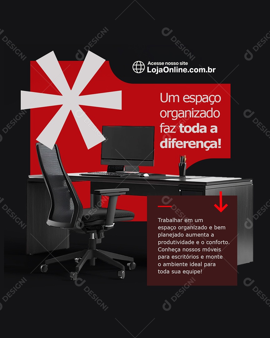 Móveis Um Espaço Organizado Social Media PSD Editável