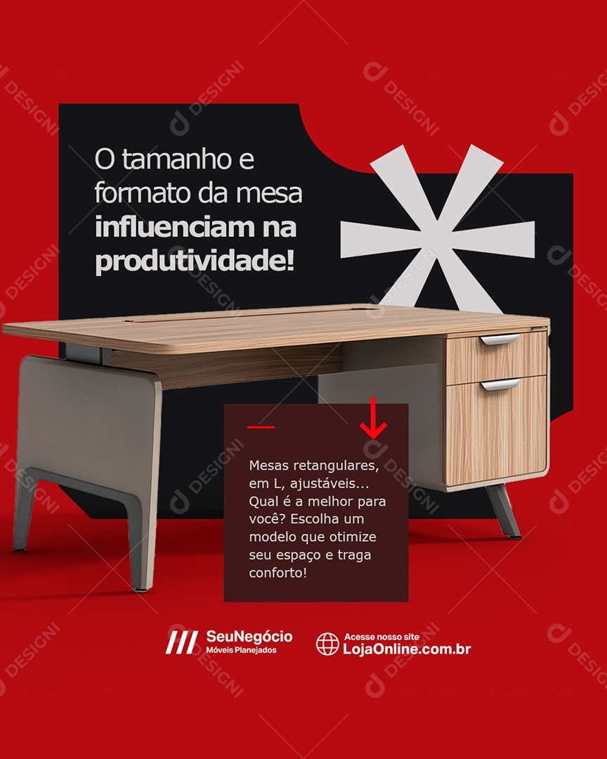 Móveis Mesa Retangulares Social Media PSD Editável