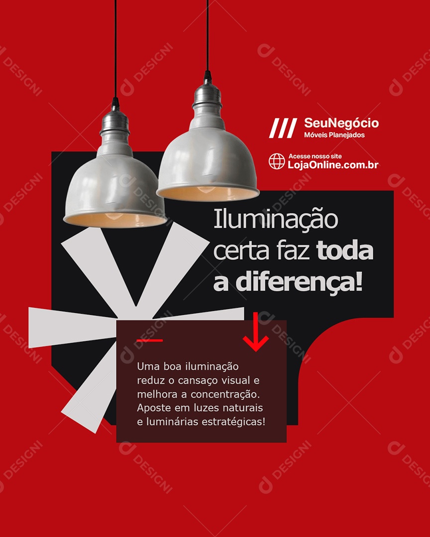 Móveis Iluminação Certa Social Media PSD Editável