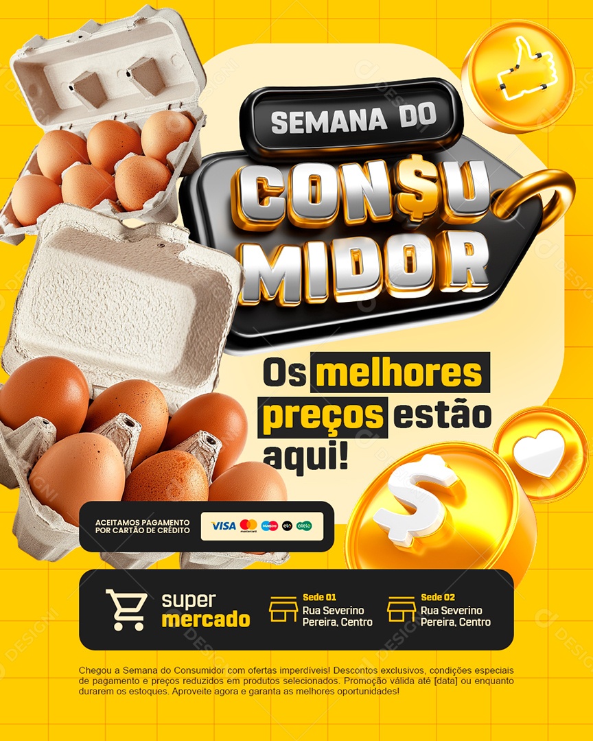 Semana Do Consumidor Supermercado Cartela de Ovos Os Melhores Preços Social Media PSD Editável