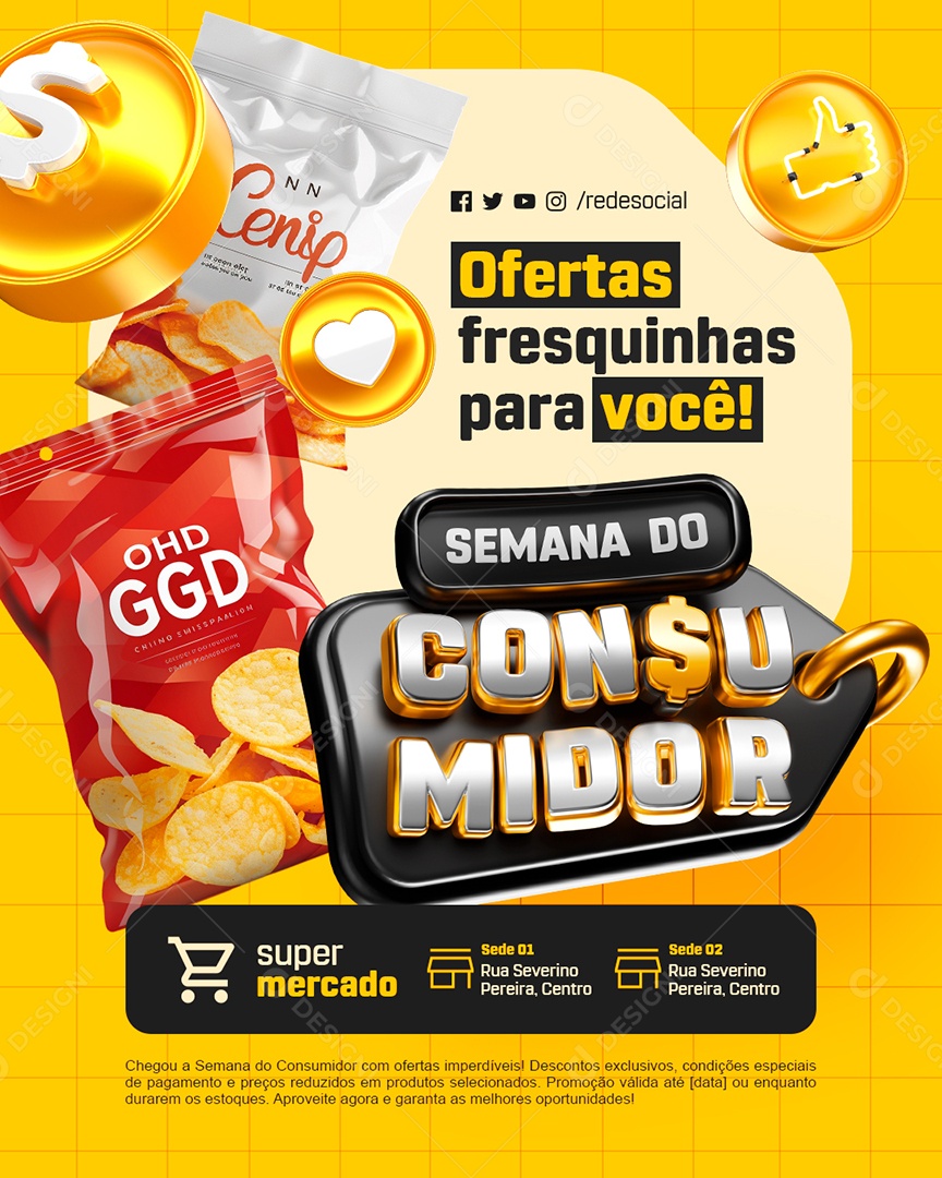 Semana Do Consumidor Supermercado Ofertas Fresquinhas Social Media PSD Editável