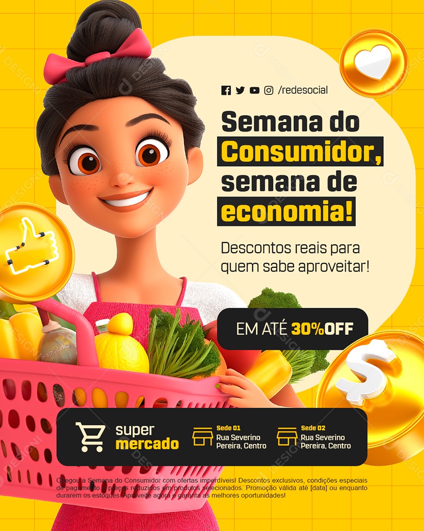 Semana Do Consumidor Supermercado Semana de Economia Social Media PSD Editável