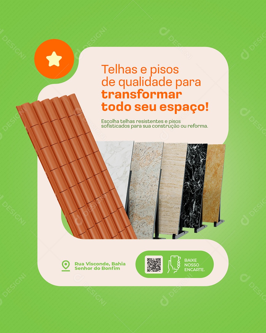 Materiais de Construção Telhas e Pisos de Qualidade Social Media PSD Editável