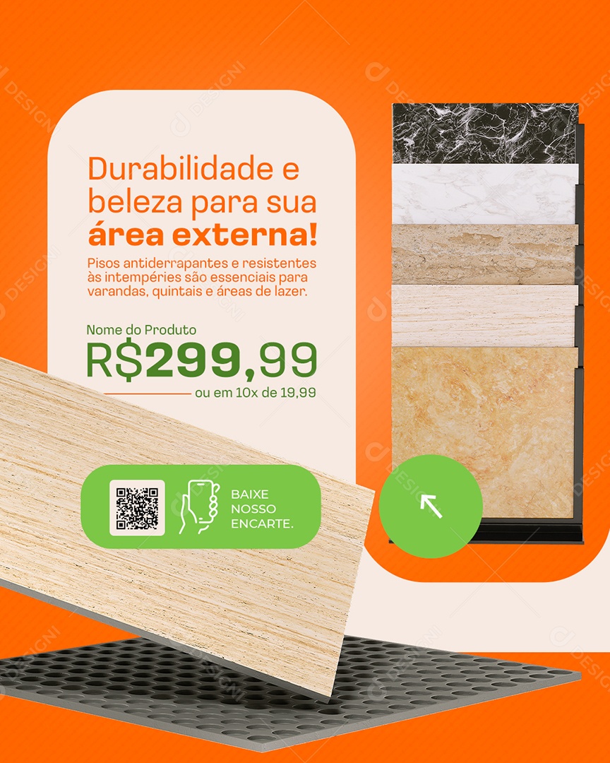 Materiais de Construção Pisos Durabilidade e Beleza Social Media PSD Editável