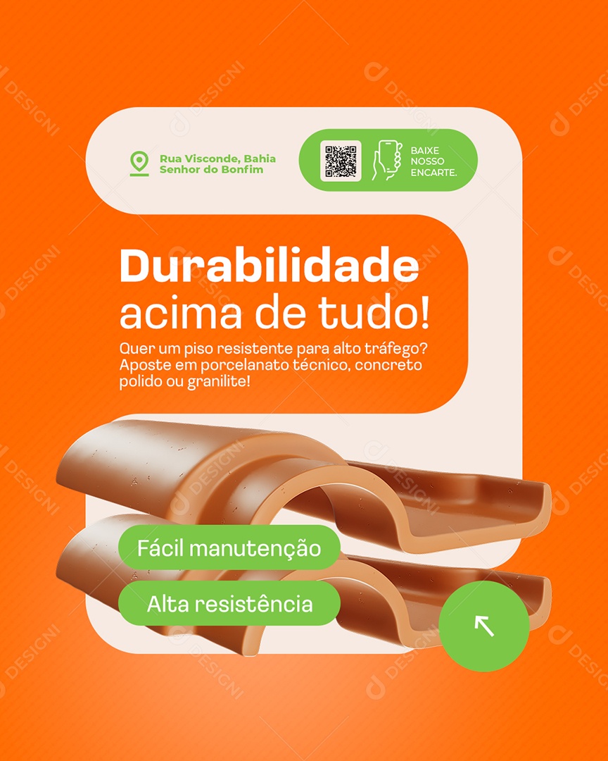 Materiais de Construção Pisos Durabilidade Acima de Tudo Social Media PSD Editável