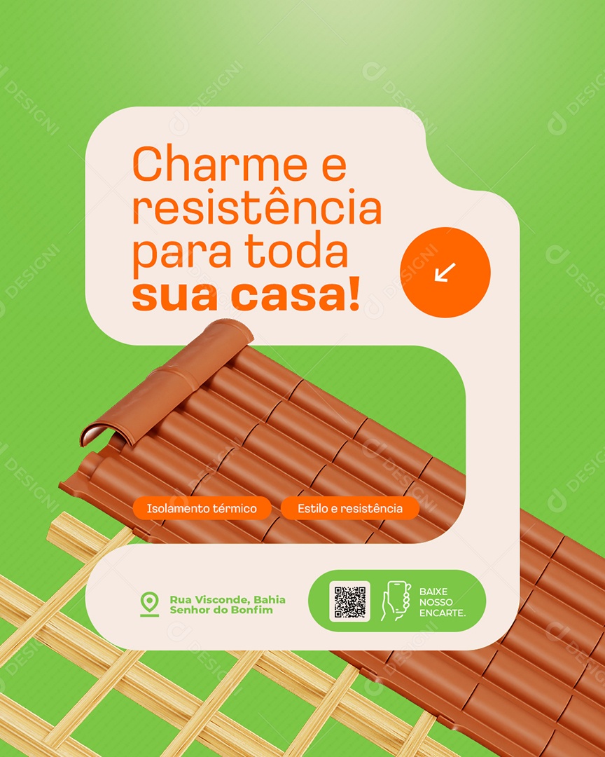 Materiais de Construção Pisos Charme e Resistência Social Media PSD Editável