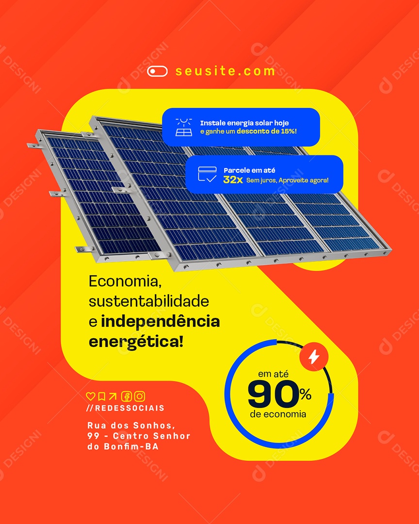 Energia Solar Economia Sustentabilidade Social Media PSD Editável