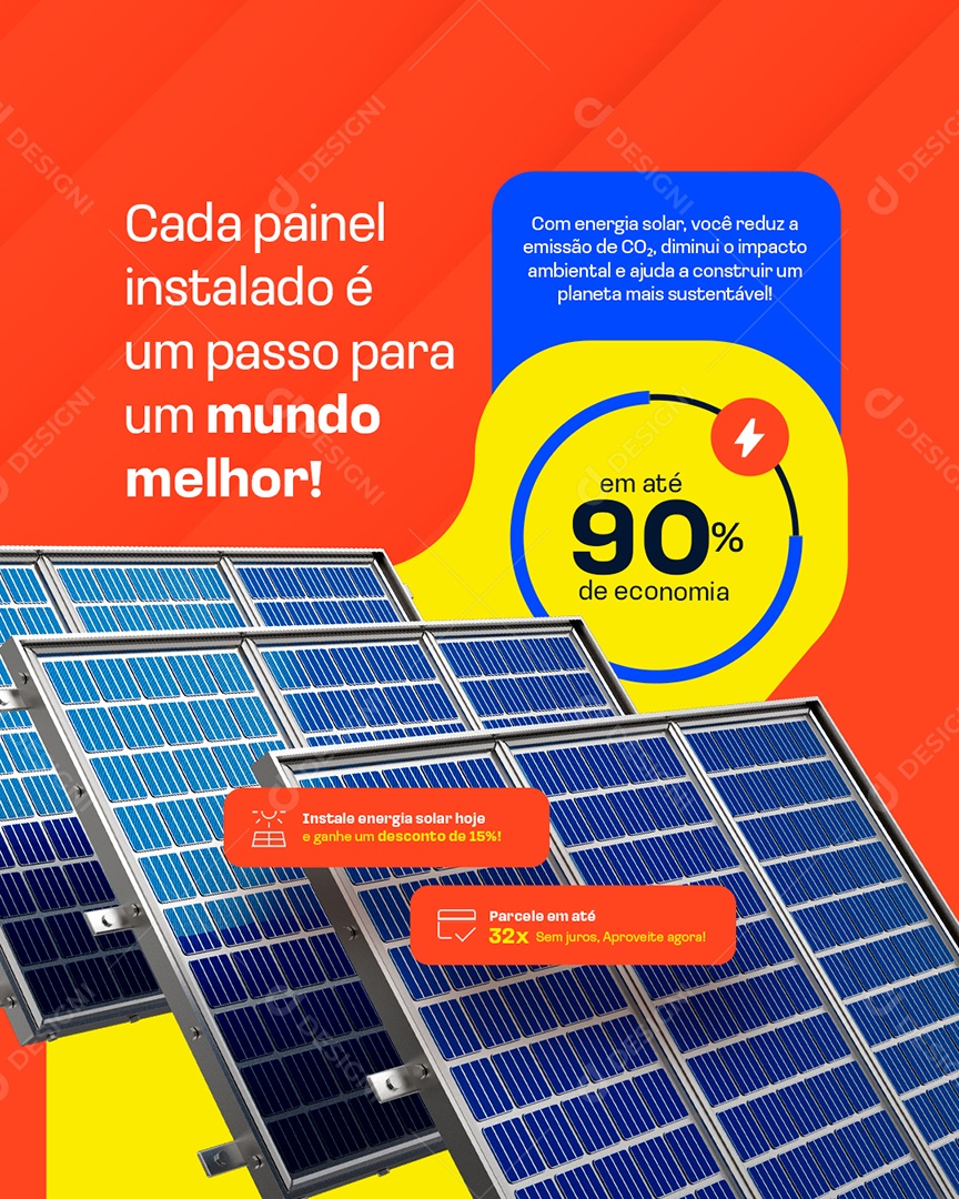 Energia Solar Cada Painel Instalado é Um Passo Social Media PSD Editável