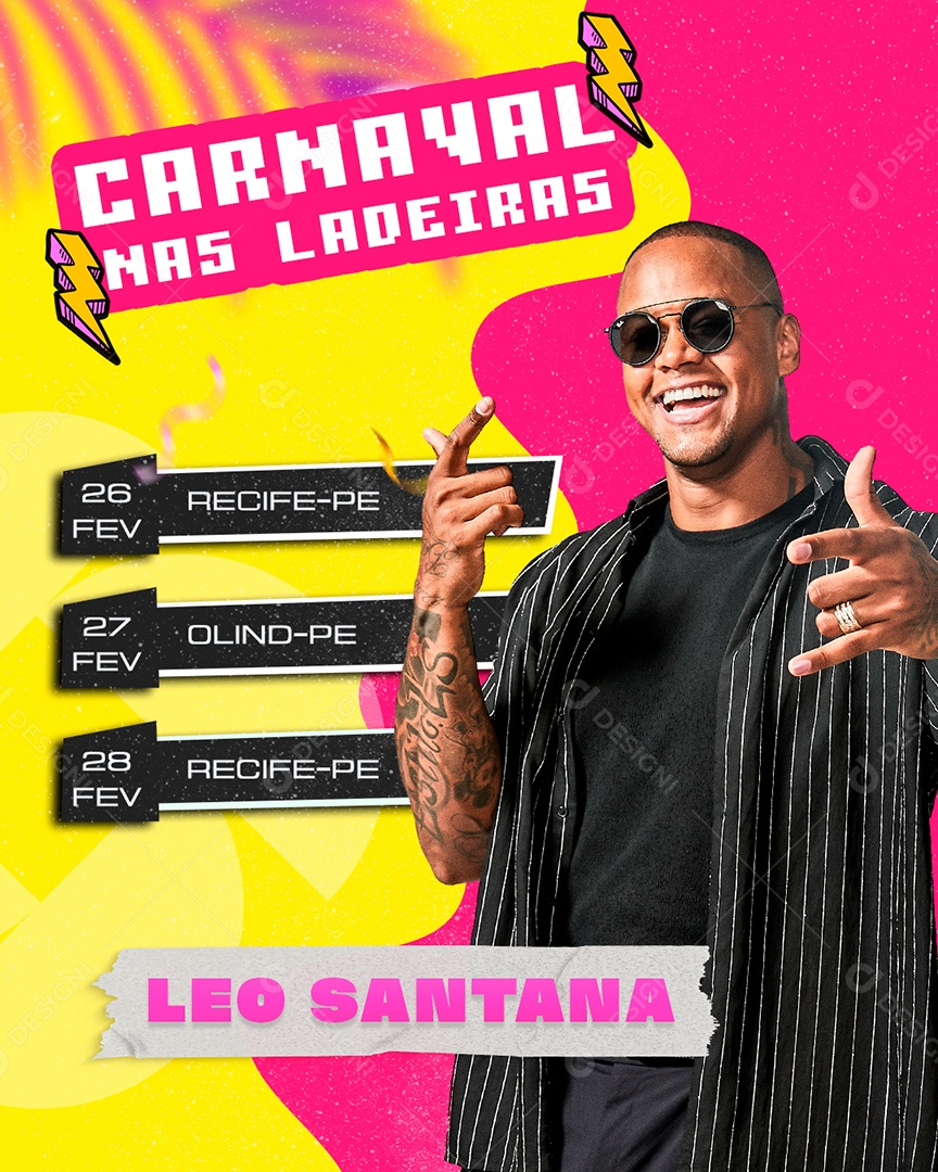 Carnaval nas Ladeiras Léo Santa Social Media PSD Editável